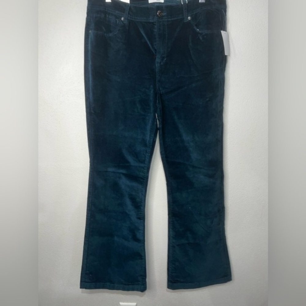 KENSIE SOFT VELVET TEAL THE SAVANNAH HIGH RISE FLARE PANTS